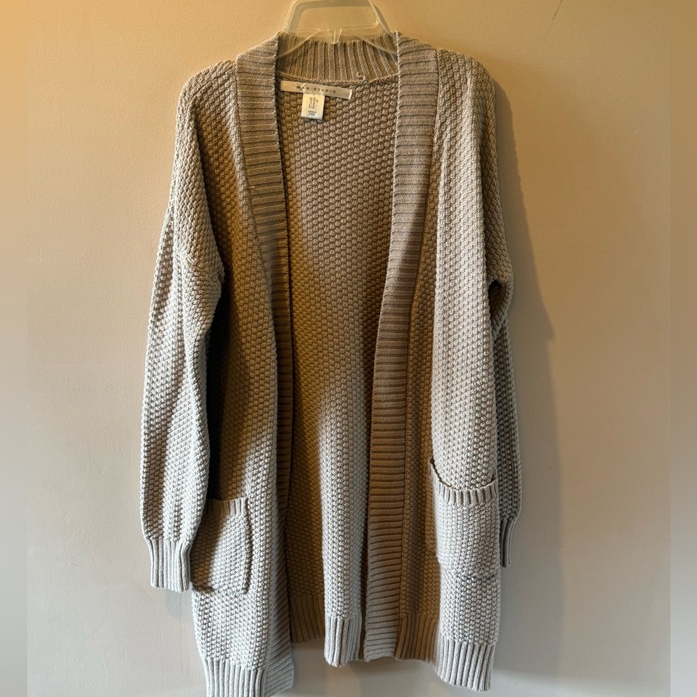 Max Studio Textured Knit Cardigan - Gray